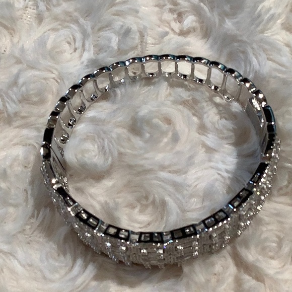 Sterling Silver Crystal Bangle Bracelet - Picture 6 of 9